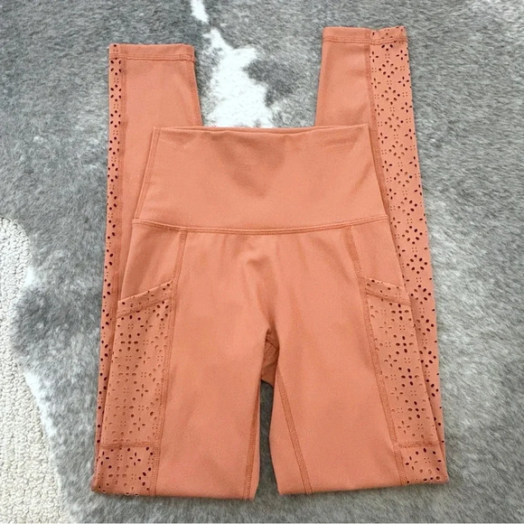Aerie 7/8 Laser Cut Rust Leggings - Picture 3 of 15